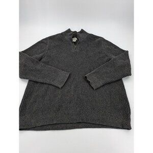 LL Bean Sweater Men XL Grey 508120 Organic Cotton Waffle Knit 1/4 Zip‎ Pullover